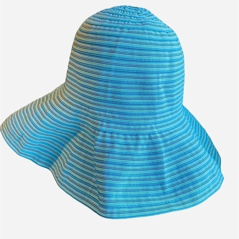 Made in the U.S.A Blue & Green Wide Brim Sun Hat Women's O/S